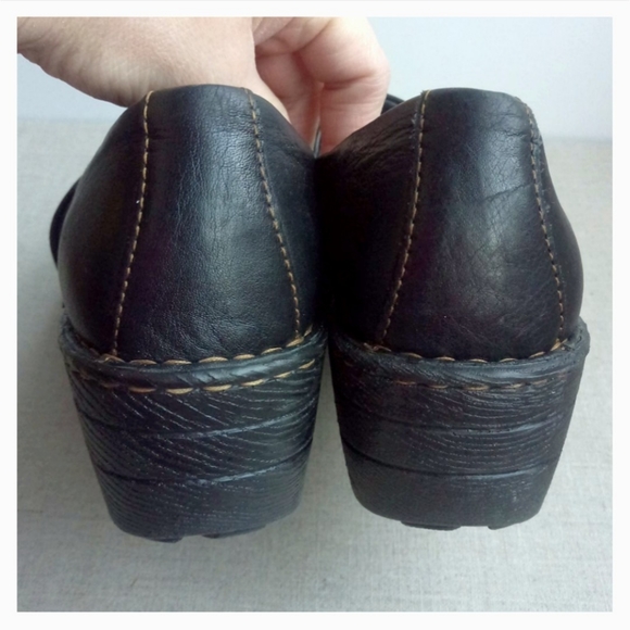 Born Women US 10 Black Leather Clogs - Picture 4 of 8